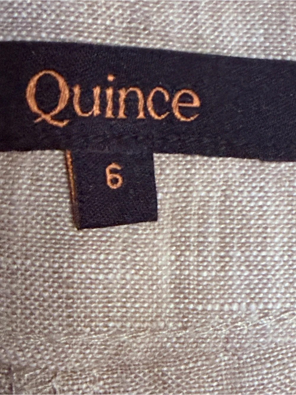 Quince 100% Linen Oatmeal Relaxed Trousers Patch Pockets Sz 6